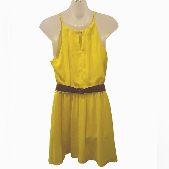 BCX Yellow Sheath Sleeveless Belted Dress size Medium M - Picture 3 of 5